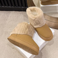 Botas de nieve informales para mujer, zapatos sin cordones, punta redonda, terciopelo de felpa sólido, tacón medio cálido, impermeables, invierno - details 11