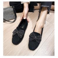 Zapatos planos de piel de visón con lazo de cristal para mujer, mocasines de algodón de felpa cálidos, cuentas de cordones de punta cuadrada, Invierno - details 23