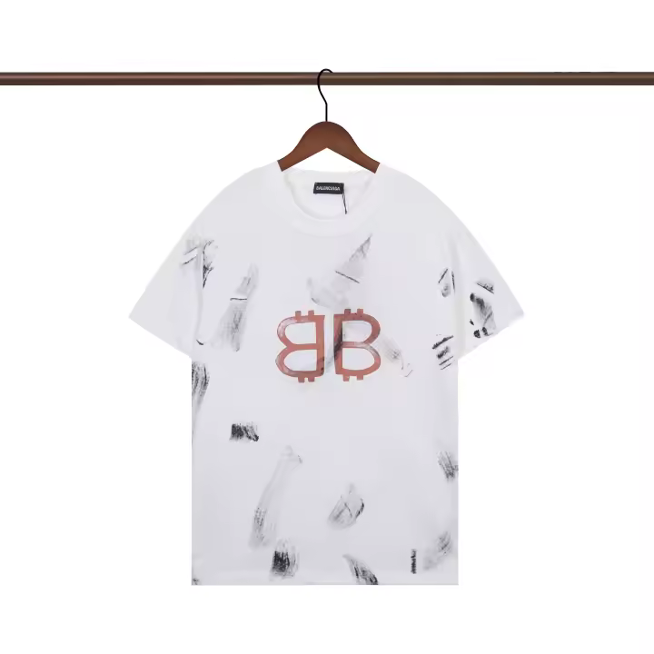 2025 Camisas casuales básicas de moda de verano, camisetas holgadas de algodón puro para hombres y nuevas camisas de manga corta para parejas con estampados de logotipos en la parte delantera - 1