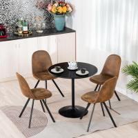 Juego de 4 sillas giratorias de ante para comedor con asiento acolchado, sillas de diseño para salón o cocina, con patas de metal negro, marrón - details 7