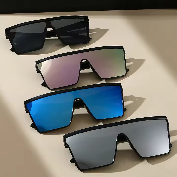 4 piezas de gafas decorativas de policarbonato unisex para mujeres, de gran tamaño, multicolores, con paño antivaho, para mujeres - 1