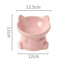 Dispensador de alimentos, cuenco de cerámica para gatos, cuenco de base alta inclinado creativo para mascotas, alimentador de bebida para gatos lindos multiusos, gatito y cachorro - details 0