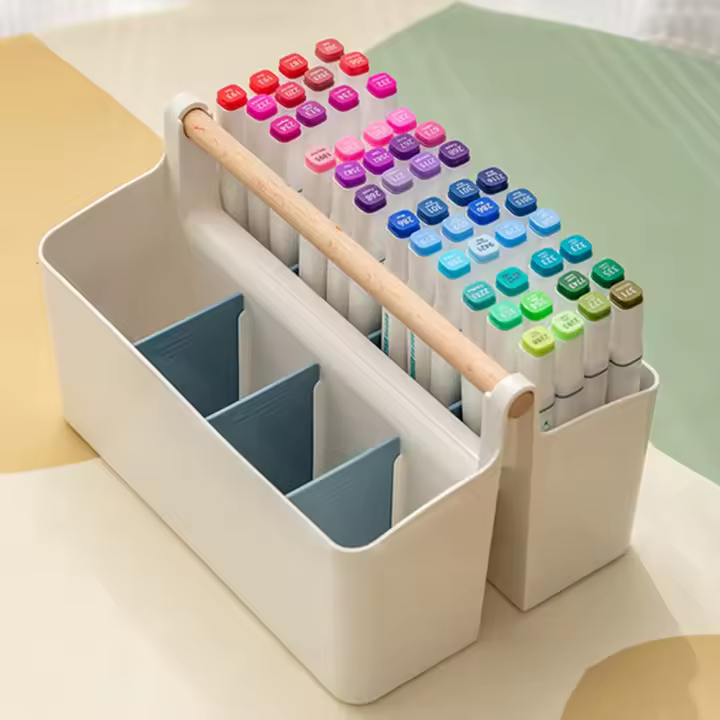 Portalápices de escritorio portátil de gran capacidad, bonito rotulador, caja de almacenamiento de papelería, portalápices creativo, organizador de escritorio - 1