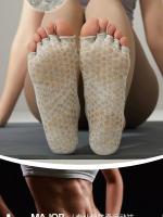 Calcetines de algodón transpirables con espalda descubierta, medias profesionales antideslizantes para Yoga, Pilates, baile, Fitness, deportes, Color sólido - details 4