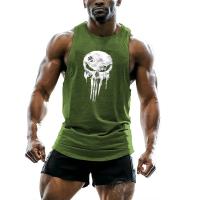 Chaleco deportivo con estampado de calavera para hombre, camiseta transpirable y cómoda de moda para gimnasio al aire libre, verano - details 14