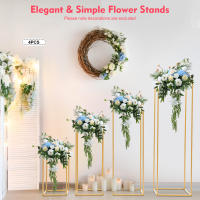 4 Piezas Soporte de Pedestal para Florero de Metal para Bodas Soporte de Flores para Fiestas, Soporte de Flores de Hierro, Estante de Flores con Marco Rectangular Soporte Geométrico para Decoración de Fiestas de Bodas - details 3
