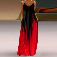Tirantes y espalda abierta para mujer, vestido largo sin mangas con colorido cuello en V graduado, moda de verano, nuevo estilo - details 2