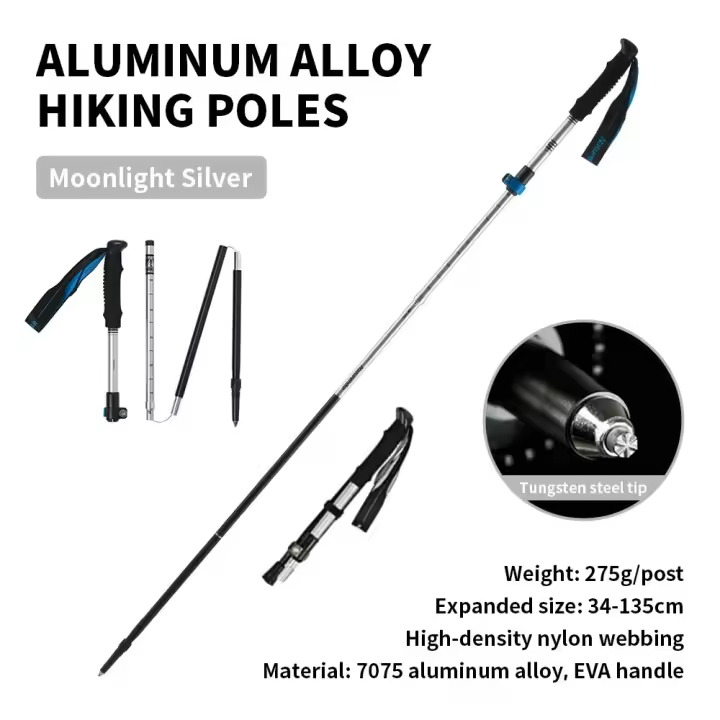 Palos de Senderismo Naturehike Ultraligero Plegable 1Pcs Cane Portátil Aluminio Senderismo Telescópico para Acampar y Caminar - 1
