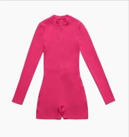 Traje de gimnasio de yoga para mujeres mono deportivo de manga larga con medio cierre sobre todo el cuerpo ropa de fitness para entrenamiento - details 31