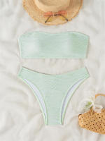 Bikini con Top de tubo para mujer, traje de baño con cordones sólidos, conjunto de Bikini Sexy con Tanga, ropa de playa de verano - details 12