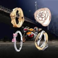 Anillo Pandora Moto 2024 925 Dorado Y Plateado Doble Anillo Con Corona Grabada Y Cristal Morado Para Boda Anillo De Moda Para Motoristas - details 1