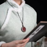 Colgante de dragón del zodiaco con gastos de fantasma de montaña de cinabrio mineral Original, collar Tangka para hombres y mujeres - details 4