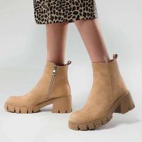 Cantidad mínima de pedido baja Diseño clásico Botas de tobillo de mujer con cabeza redonda de cuero negro y parte inferior gruesa para niña - details 0