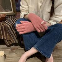Preciosos guantes de punto con lazo de perlas y pantalla táctil, guantes de invierno de Color sólido con lazo para mujer, manoplas cálidas a prueba de viento para mujer - details 8