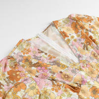 Vestido de Verano Floral de Largo A-líneas con Manga Abullonada Vestido de Vacaciones para Mujeres - details 2