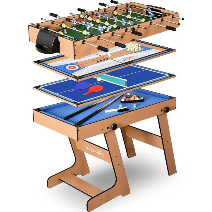Mesa multijuegos, 48”, 4 Juegos en 1, Tenis de Mesa, Billar, Hockey, Curling, Interiores, Exteriores - 1