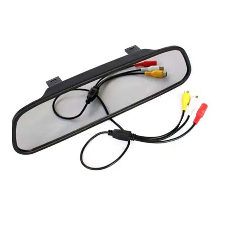 Pantalla de espejo retrovisor de 4,3 pulgadas para coche, pantalla LCD HD, DVD, cámara de marcha atrás, accesorios para coche - 1