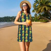 Vestido Duo de búho sin mangas informal para mujer, divertido pájaro verde, viajes personalizados, D-Duogos - details 102