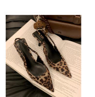 Nuevo nicho retro de gama alta con estampado de leopardo tacones altos temperamento elegante tacón fino sandalias puntiagudas - details 9