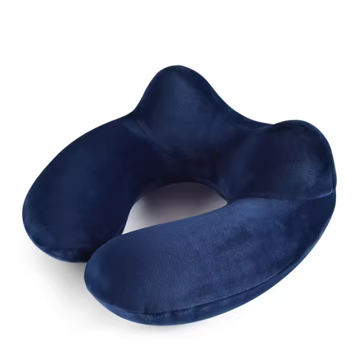 Almohada de Viaje Inflable para el Cuello con Terciopelo Suave Funda Lavable para Viajar en avión, Tren, Coche, Oficina, casa - 1