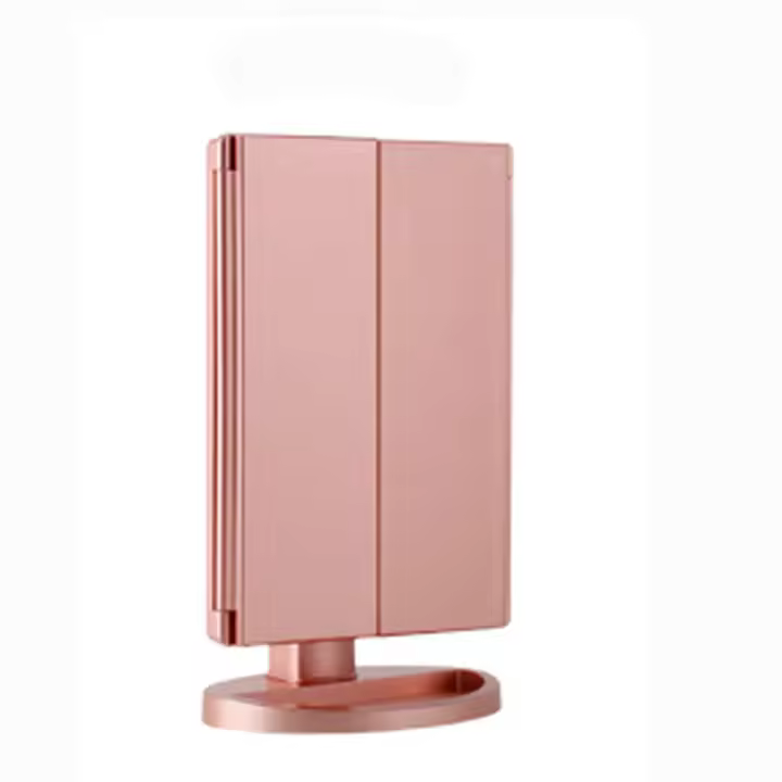 Espejo de Maquillaje con LED, Iluminado Espejo de Mesa Luz con Ampliación 1X / 2X / 3X Plegable Espejo de la Vanidad Rotación 180° Pantalla Táctil Espejo Cosmético para Hombre y Mujer - 1