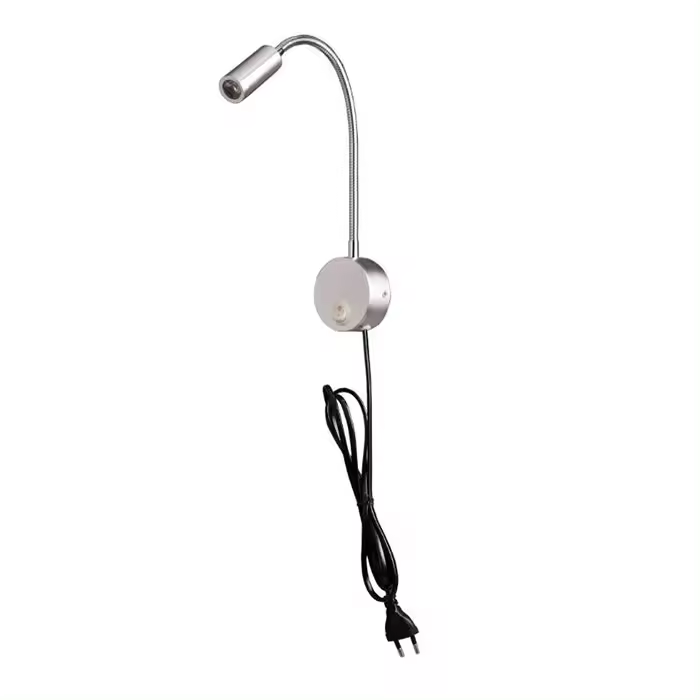 Luces LED de lectura plateadas para cabecero de cama, lámpara de pared de ganso de aluminio, 3W, 3000K, 4000K, 6000K, con enchufe europeo y estadounidense, AC100-240V - 1