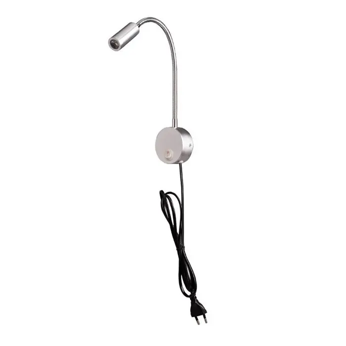 Luces LED de lectura plateadas para cabecero de cama, lámpara de pared de ganso de aluminio, 3W, 3000K, 4000K, 6000K, con enchufe europeo y estadounidense, AC100-240V - 1
