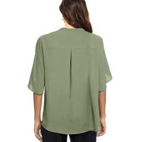 Camiseta de manga corta para mujer, Top de manga corta con cuello en v, informal, camisetas de verano con volantes - details 12