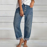Nuevos pantalones vaqueros rectos de mezclilla para mujer, holgados, casuales, sencillos y adelgazantes - details 1