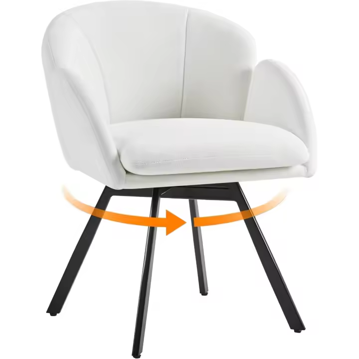 Silla Giratoria de Oficina 360° Diseño de Flor para Escritorio Silla de Maquillaje Chenilla para Sala de Estar, Dormitorio y Estudio Color Blanco - 1