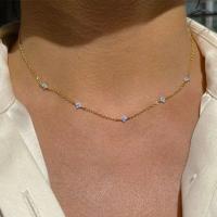 Nuevos collares de circón de acero inoxidable para mujer, Collar de cadena de hierba de cuatro hojas chapado en oro, regalo de joyería - details 1