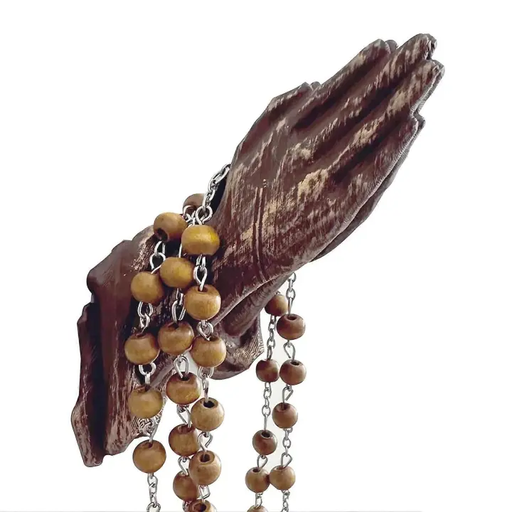 Soporte de pared con manos de oración, soporte de estatua con manos de oración para Rosario y tarjetas de oración, promoción - 1