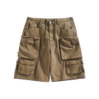 Pantalones cortos de algodón puro de verano para hombre, pantalones cortos cómodos y transpirables con múltiples bolsillos, pantalones cortos Cargo con movimiento, nuevos pantalones cortos de mezclilla de moda sólida para hombre - details 3