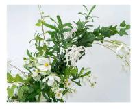 Fondo de alta calidad, decoración de flores de cuerno, hoja Floral Artificial de seda, flores de arco de boda verdes y blancas - details 2