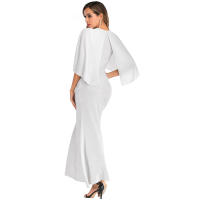 Elegante Vestido Largo de Fiesta de Noche para Mujeres ENKA2025 Cuello Redondo Plata Dorada y Plata - details 1