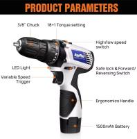 Kit de Taladro Inalámbrico Mini 12V Destornillador Eléctrico con Luz de Trabajo LED - details 2