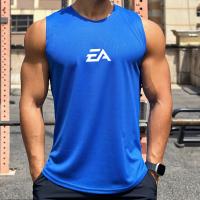 Novedad de verano al aire libre, camisa con parte inferior de malla y cuello redondo con estampado 3D para hombre, camisa deportiva para fitness, natación, correr, chaleco cómodo sin mangas - details 5