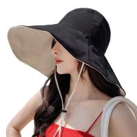 Sombrero de Sol Con Protección solar de Ala Ancha Simple, Protección UV de Color sólido, Sombrero de Pescador para Mujer, Viseras de doble cara, Sombrero de Cubo para senderismo al Aire Libre - details 0