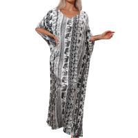 Cubierta de Bikini Impresa Túnica Larga para Playa Kaftan de Moda Femenina Recaudable - details 8
