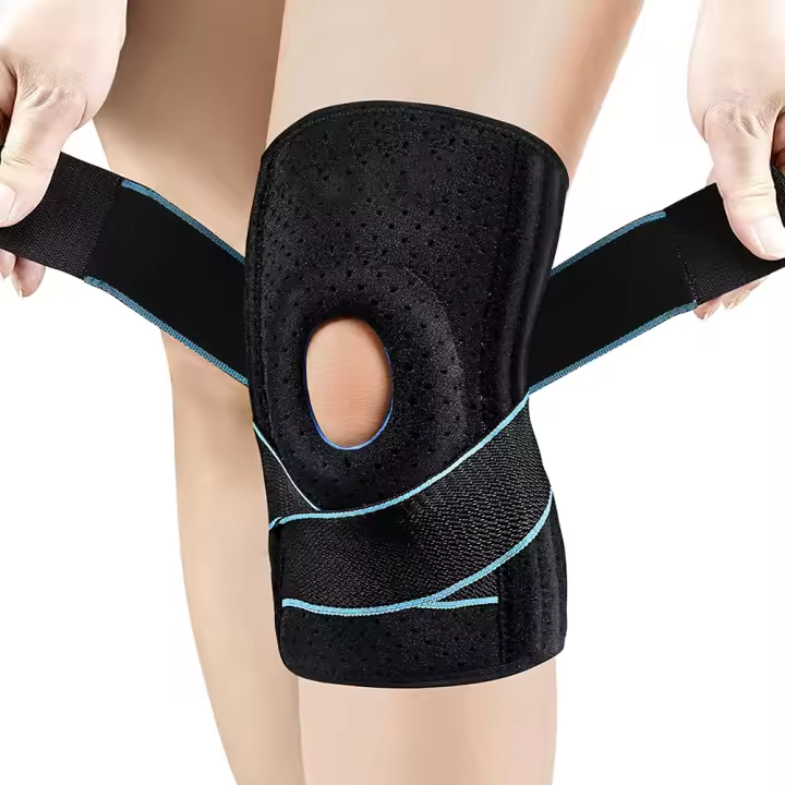 Rodillera piezas con estabilizadores laterales y almohadillas de Gel para rótula, soporte de rodilla de compresión ajustable, alivio del dolor articular, 1 unidad - 1