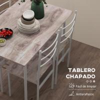 Juego de Comedor de Madera Natural y Blanco 5 Piezas de Mesa y Sillas con Patas de Acero para Cocina y Restaurante - details 5