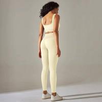 Conjunto de yoga acanalado sin costuras para mujer, ropa de gimnasio, sujetador con elevación, leggings, top de entrenamiento, chándal deportivo, 2 piezas - details 28