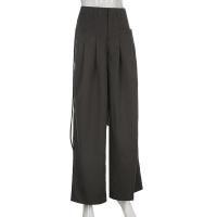 Pantalones anchos sueltos de estilo retro de cintura alta para mujer - details 2