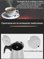Cafetera de acero inoxidable, cafetera moka italiana, cafetera expreso, cafetera de percolador, utensilios para café con leche para estufa de 100 ml/200 ml/300 ml/450 ml - details 3