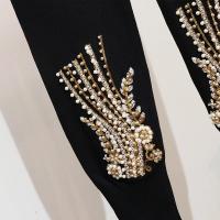 Conjunto de 2 piezas para mujeres, chándal con flores, lentejuelas y perlas, top de punto y pantalón, conjunto deportivo casual - details 11