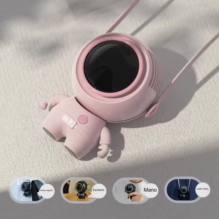 Ventilador de cuello colgante de mano, recargable por USB, mini ventilador multifunción - 1