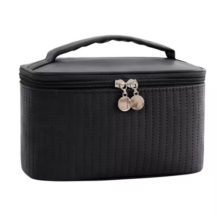 Bolsa de Maquillaje Portátil para Mujer Organizador de Cosméticos de Color Sólido Estilo Viaje - 1