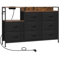 Cajonera para armario, cómoda dormitorio 8 cajones de tela, estantes de madera, cómoda de salón, cajas organizadoras, estructura metálica, estilo industrial - details 27