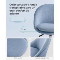 Silla de Oficina en Casa, Silla Giratoria de Algodón y Lino, Silla de Escritorio, Acolchada con Espuma, Altura Ajustable, para Estudio, Dormitorio, Azul Pálido OBG020Q01 - details 5