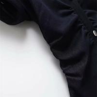 PB&ZA 2025, temperamento de solapa de manga corta, diseño plisado simple y versátil, vestido de un solo pecho, falda larga - details 4